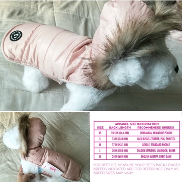Justice Pet REVERSIBLE Pink Puffer Jacket Faux Fur Trim (Size Small)NWT *READ - Picture 6 of 7